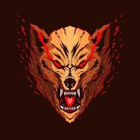 wolf head illustration color logo design vector