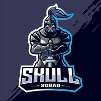 Skull squad esport logo design vector