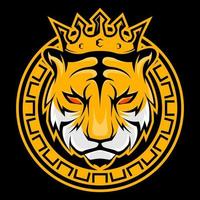 The head of the tiger king in a circle with a terrible look vector