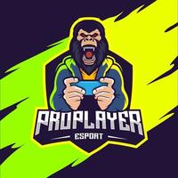 logotipo de pro player esport kingkong usando un teléfono celular vector