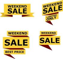 Sale banner set, special offer tag collection. Weekend hot deal badge template, this weekend only sale icon. vector