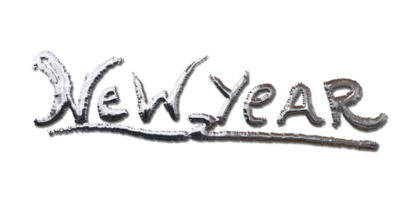 3d illustration, text new year brush stroke with embossed silver paint png