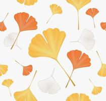 Ginko Leaves Seamless Pattern Background on a White. Vector