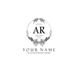 Initial AR beauty monogram and elegant logo design, handwriting logo of initial signature, wedding, fashion, floral and botanical with creative template. vector