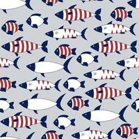 pescado de patrones sin fisuras. escena submarina en estilo plano e ingenuo para folletos, papel pintado, tela o estampados textiles y papel de regalo. vector