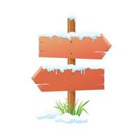 wooden signboard in snow vector