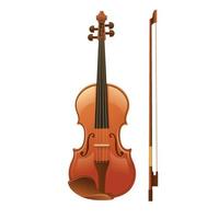 wooden violin with a fiddle stick  vector illustration