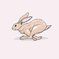 hand  drawn running Cute Rabbit Illustration, vector