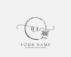 Initial AR beauty monogram and elegant logo design, handwriting logo of initial signature, wedding, fashion, floral and botanical with creative template. vector