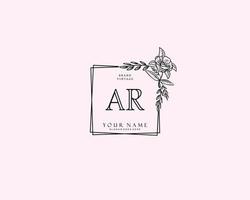 Initial AR beauty monogram and elegant logo design, handwriting logo of initial signature, wedding, fashion, floral and botanical with creative template. vector