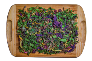 Dried herbal tea. Bright multi-colored background of tea from freshly dried medicinal herbs and flower petals. png