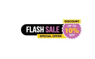 10 Percent flash sale offer, clearance, promotion banner layout with sticker style. vector