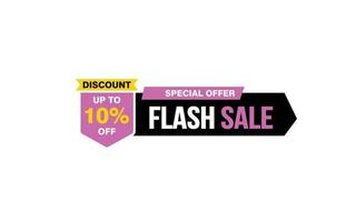 10 Percent flash sale offer, clearance, promotion banner layout with sticker style. vector