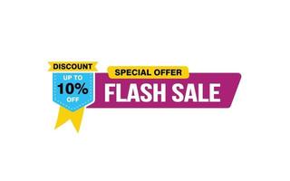 10 Percent flash sale offer, clearance, promotion banner layout with sticker style. vector