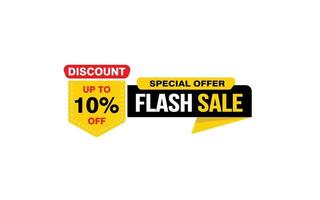 10 Percent flash sale offer, clearance, promotion banner layout with sticker style. vector