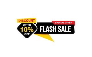 10 Percent flash sale offer, clearance, promotion banner layout with sticker style. vector