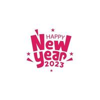 feliz año nuevo 2023 ilustración vectorial con logo tipográfico. tarjeta de felicitación, pancarta, póster. fondo de plantilla de año nuevo vector