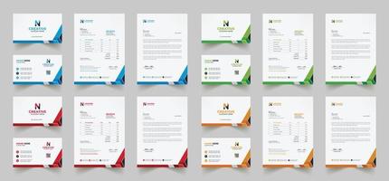 Corporate branding identity design includes Business Card, Invoices, Letterhead Designs, and Modern stationery packs with Abstract Templates vector