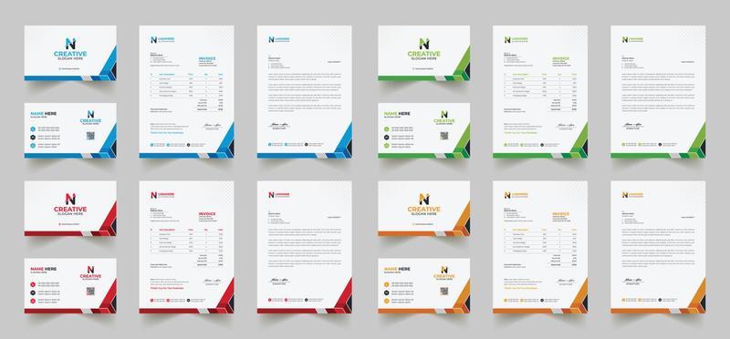 Corporate branding identity design includes Business Card, Invoices, Letterhead Designs, and Modern stationery packs with Abstract Templates