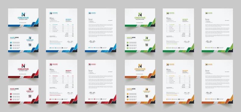 Corporate branding identity design includes Business Card, Invoices, Letterhead Designs, and Modern stationery packs with Abstract Templates