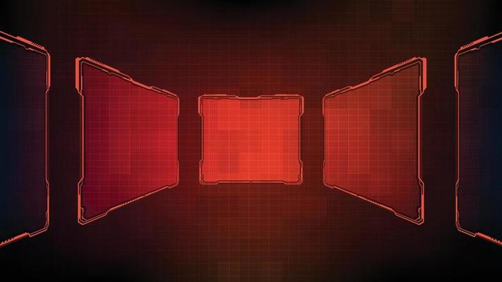 abstract futuristic background of red glowing technology sci fi frame hud ui