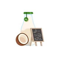 agua de coco, ilustración de vector de icono de diseño plano