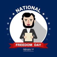 Vector illustration of national freedom day, a man holding a letter signing a resolution.