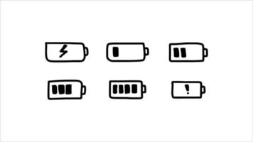 vector gráfico de diseño de icono de batería con varias condiciones y usando estilo de dibujo a mano