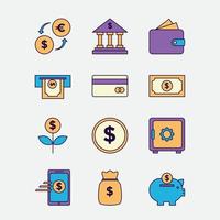 conjunto de iconos de banca vector