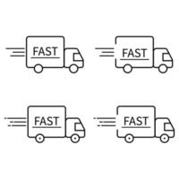 Fast car delivery. Fast online delivery service. Transport icons set. vector