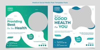 Best Medical Service square flyer and social media post template design vector