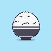 rice in a round bowl cartoon vector