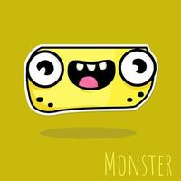 Hand drawn monster doodle yellow color vector