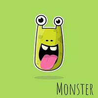 Hand drawn monster doodle green color vector