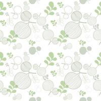 Vector background seamless pattern of green leaves on white background