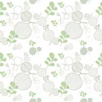 Vector background seamless pattern of green leaves on white background