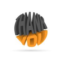 text Thank you. 3d letter in rounded shape vector