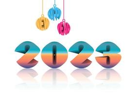 happy new year 2023. with hanging text decoration and 3d style number. vector