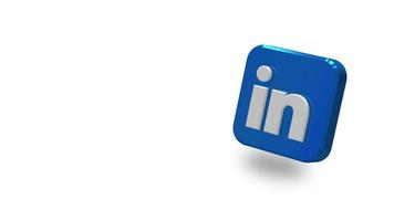 linkedin App grande dimensione 3d icona rotante, spazio per testo su giusto lato, 3d rendering, croma chiave, luma Opaco selezione, inferiore terzo 3d icona video