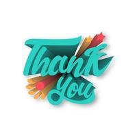 Thank you calligraphic text in blue color in 3d style vector