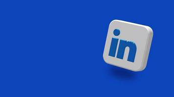 linkedin App grande dimensione 3d icona rotante, spazio per testo su giusto lato, 3d rendering, croma chiave, luma Opaco selezione, inferiore terzo 3d icona video