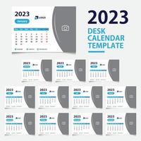 calendario de escritorio mensual 2023, diseño de calendario minimalista, moderno y clásico para plantilla de impresión vector