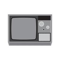 Retro television with front view with blank screen insulated on white background. Vintage TV receiver. Vector illustration