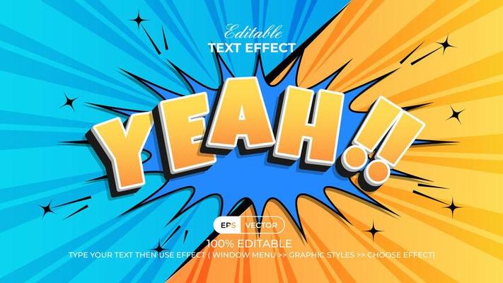 Comic text effect style. Editable text effect with bubble text cartoon theme.