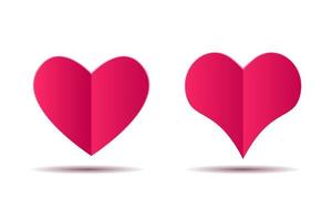 corazón de papel rojo vectorial aislado sobre fondo blanco. corazón rojo con sombra. amor. ilustración vectorial vector