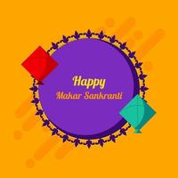 happy makar sankranti banner created with colorful kites vector