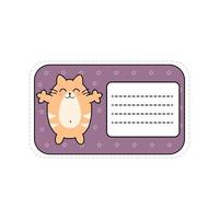 Kawaii cat on stickers for notes. Cute greeting card for love notes, letters, reminders. Copy space. For design of diaries, notebooks, note papers, desktop. Printing products. Vector illustration