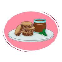 El postre argentino son los alfajores. cocina tradicional. pasteles latinoamericanos - galletas redondas. ilustración vectorial dibujos animados. vector