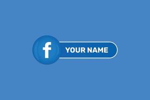 etiqueta de icono de facebook brillante con banners de nombre de usuario vector premium