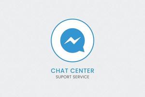 Chat center support service button with messenger icon design template vector